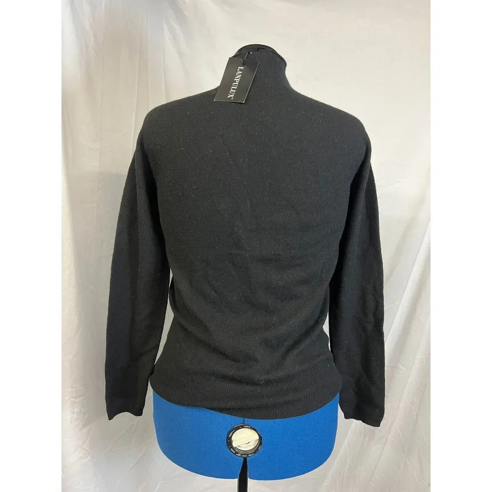 Lanpulux Luxury Knit Black Sweater Wool Woman’s Small NWT - Picture 3 of 6